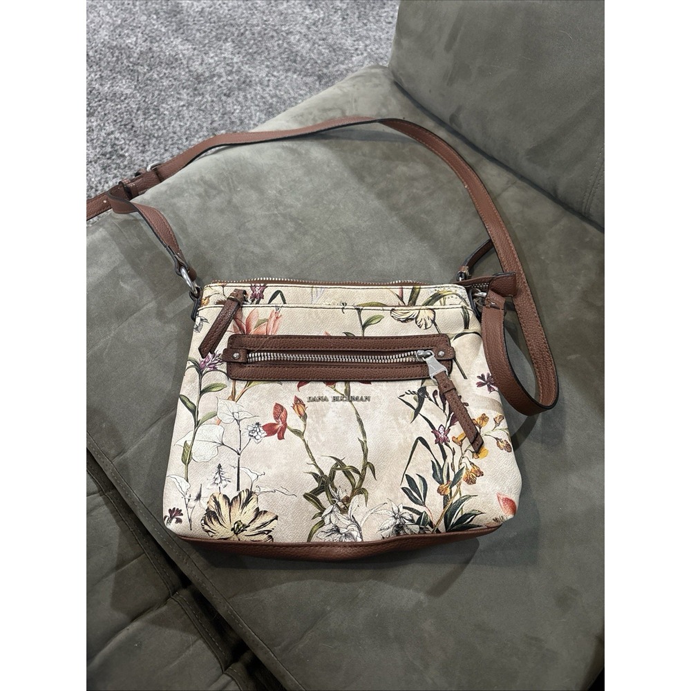 Dana Buchman Crossbody Pebbled Faux Leather Purse Floral